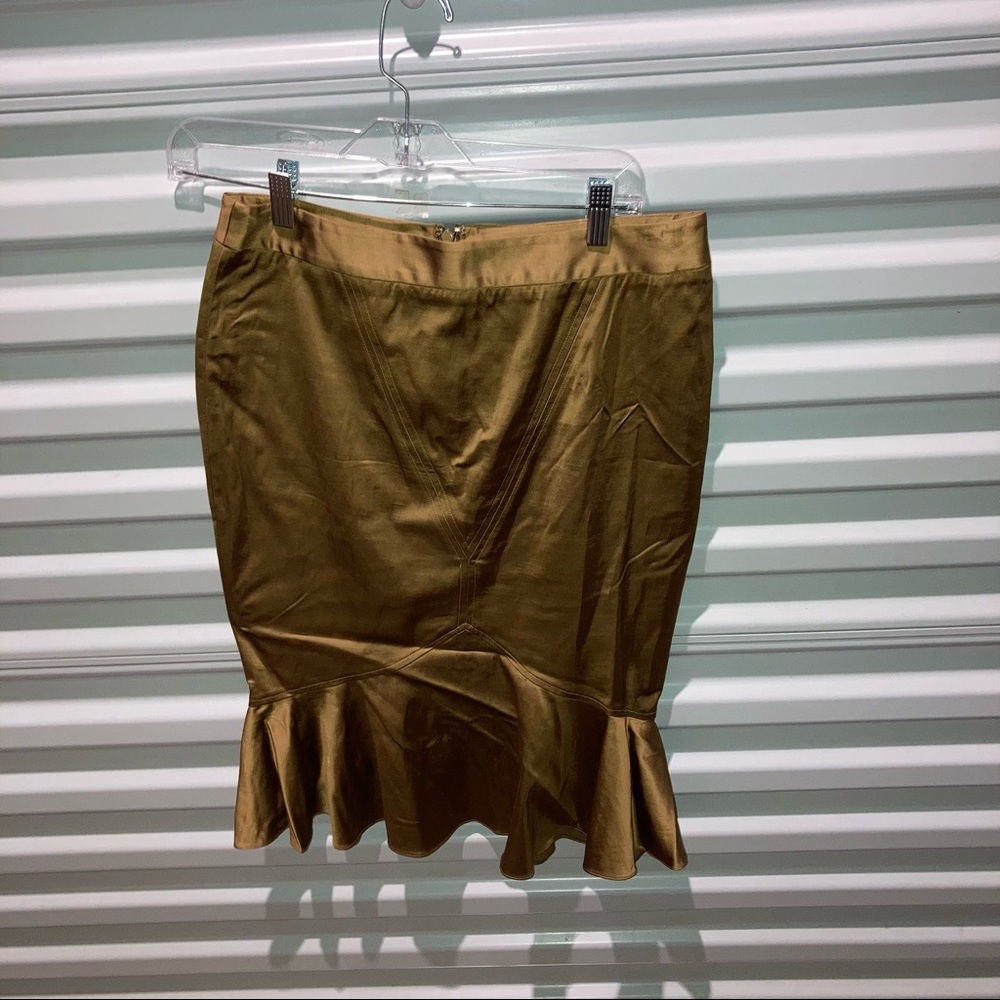 Body By Victoria Skirt Women’s Size 6 Bronze Satin Pencil Mermaid Skirt